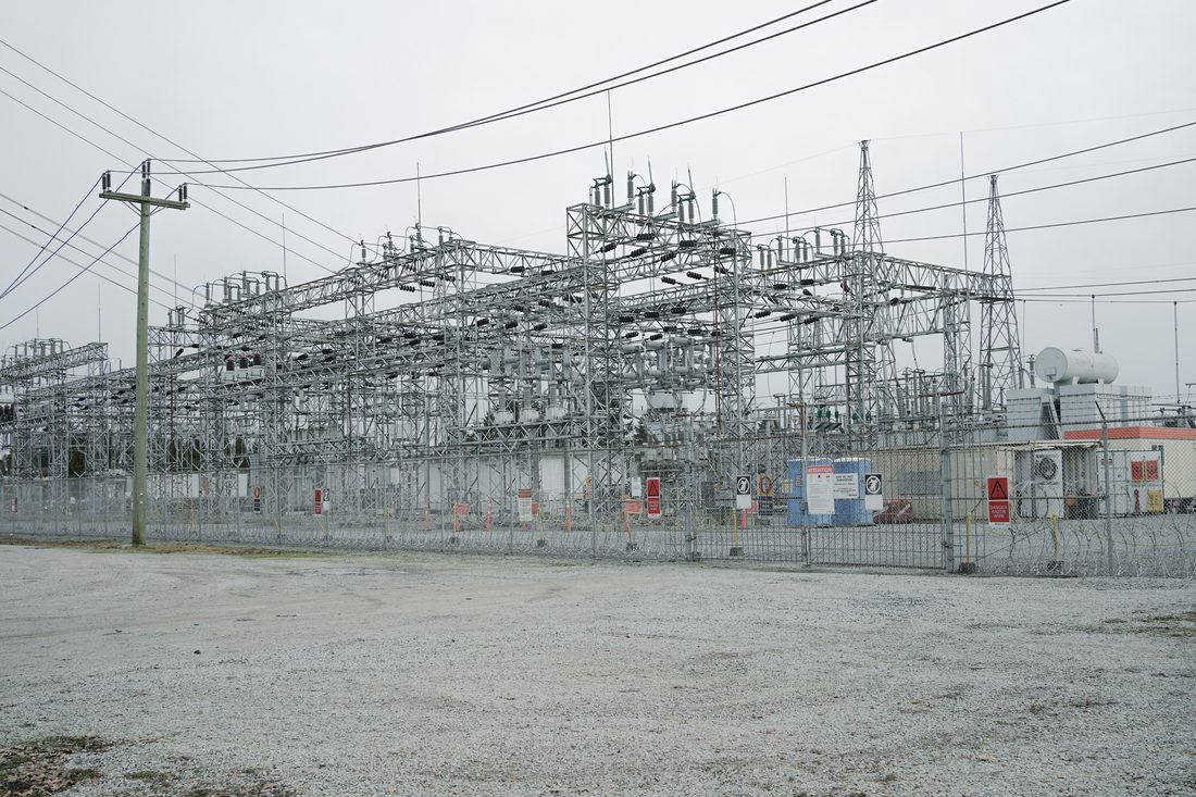 An electrical substation of the kind a 1.2 GW campus requires